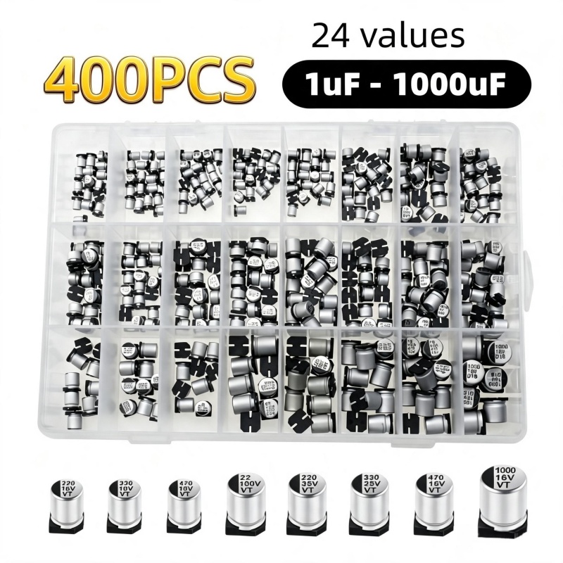 Capacitor Kit Assortment - 400PCS 24 Waarden SMD Aluminium Elektrolytische