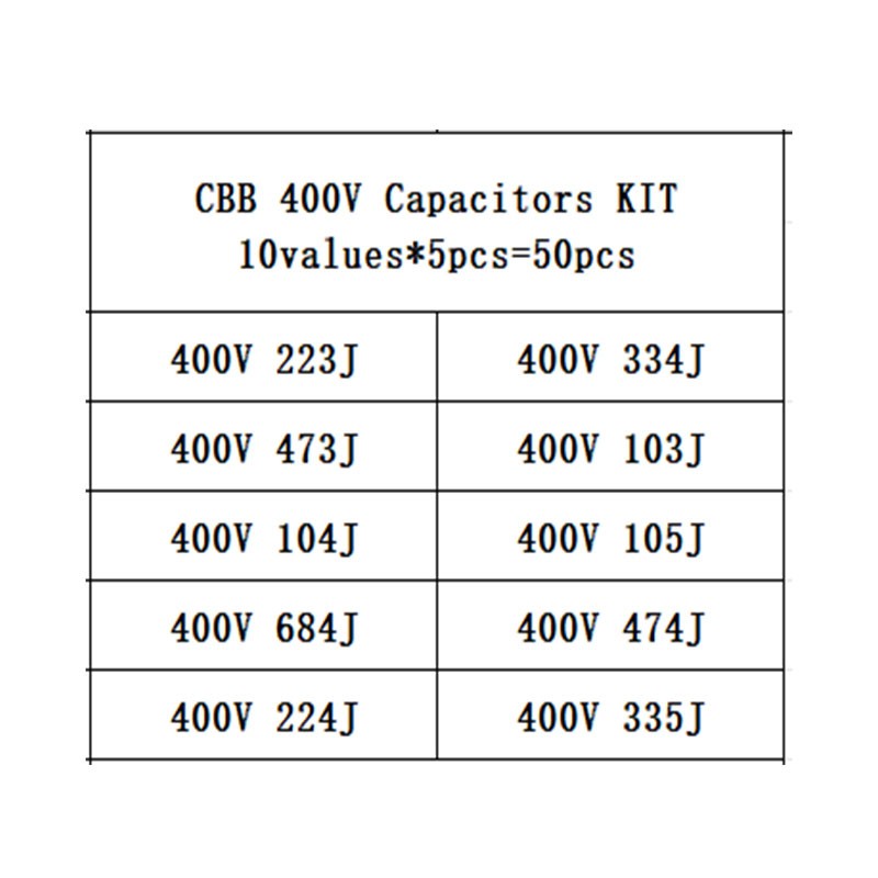 10 waarde * 5 STKS = 50 STKS 4 - Capacitor Kit Assortment recensie en prijs